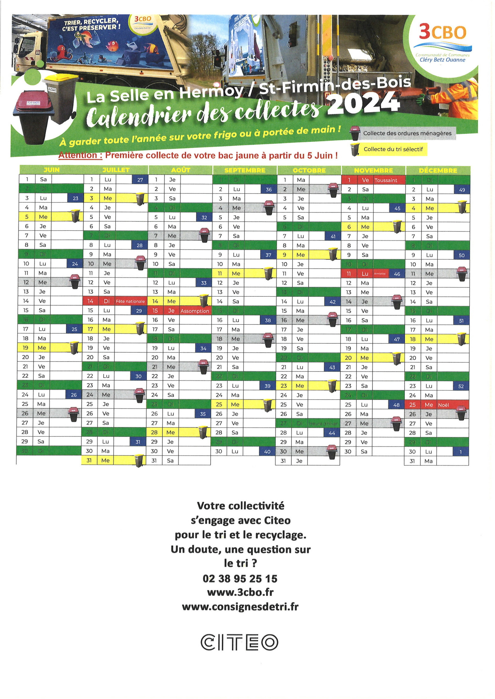 Calendrier des collectes 2024